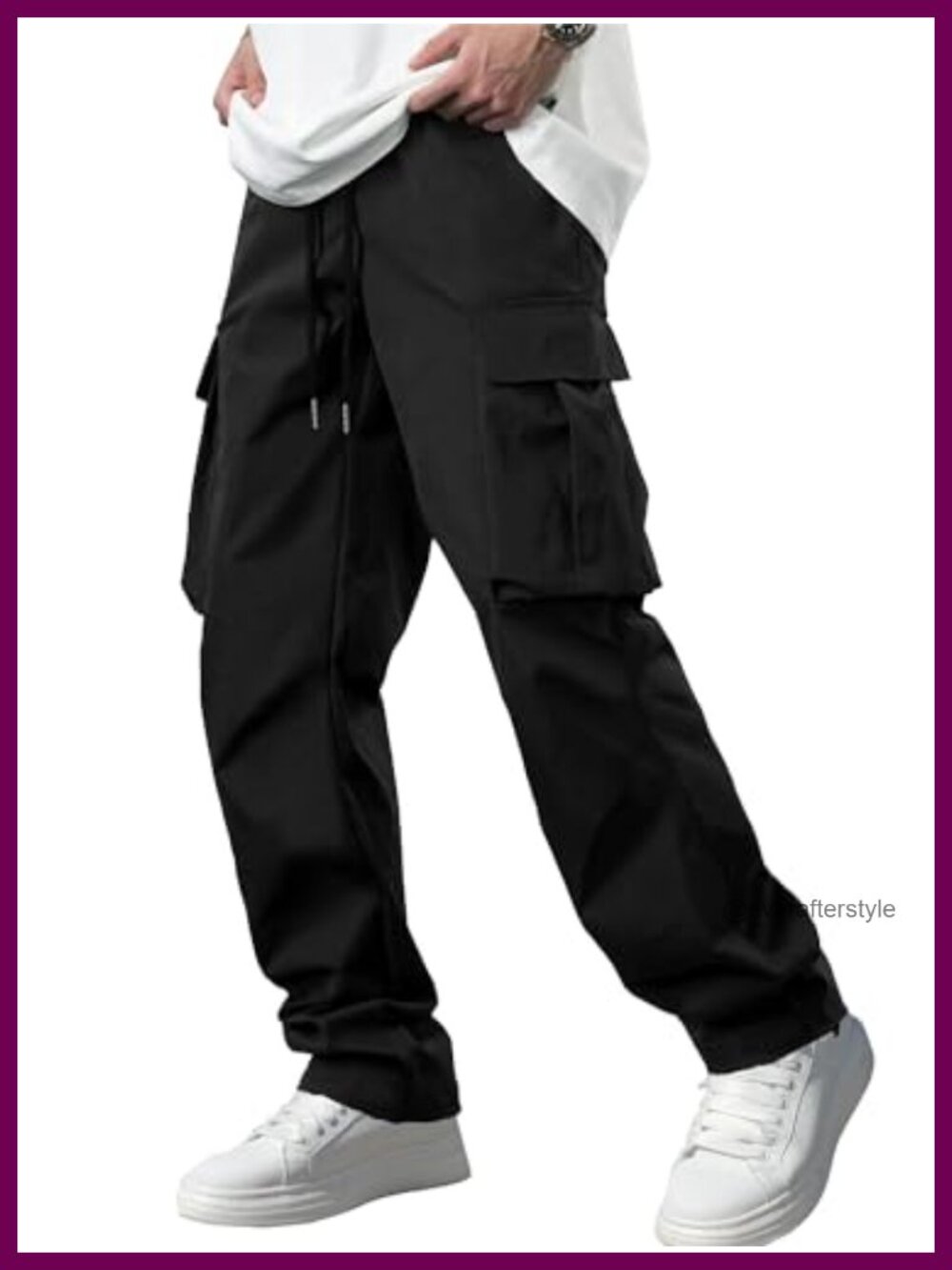 Men's Lightweight Polyester Cargo Pants Tactical Work Pockets